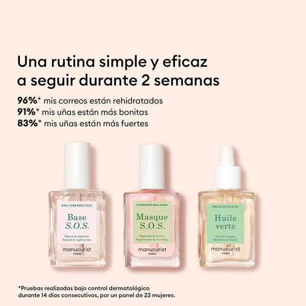Manucurist Rescue Kit, trio za oštećene nokte (Base S.O.S + S.O.S Mask + Huile Verte)