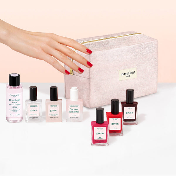 Manucurist System Green™ starter set (priprema + baza + boja + top + kapi) – Poppy Red