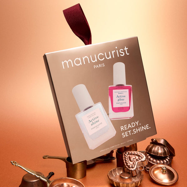Manucurist Mini Active™ Duo, praznični ukras (Shine Icy + Glow Blueberry, 2×8 ml)