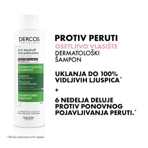Vichy Dercos Anti - Dandruff Šampon protiv peruti za osetljivu kožu glave bez sulfata, 200 ml