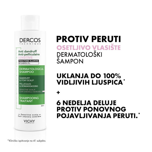 Vichy Dercos Anti - Dandruff Šampon protiv peruti za osetljivu kožu glave bez sulfata, 200 ml