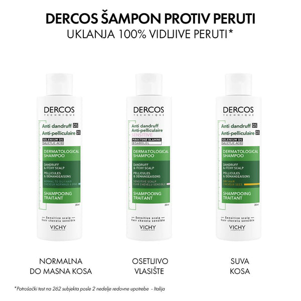 Vichy Dercos Anti - Dandruff Šampon protiv peruti za osetljivu kožu glave bez sulfata, 200 ml