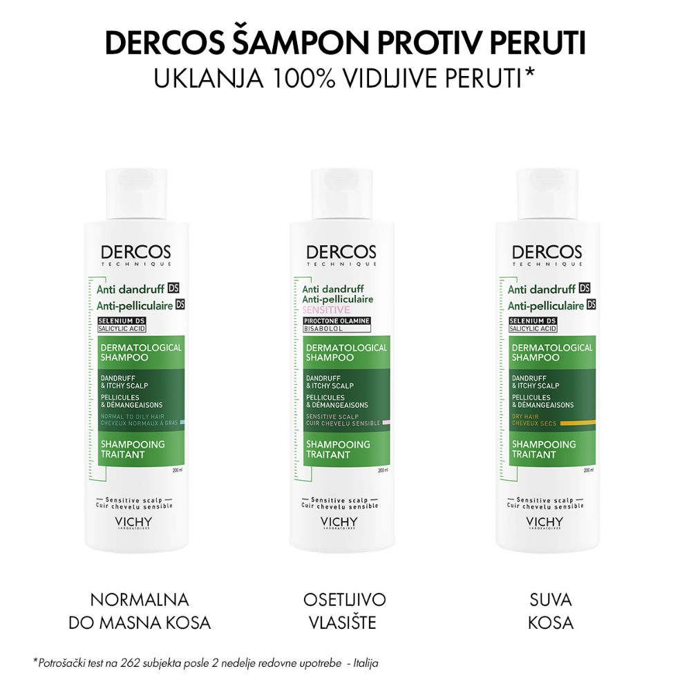 Vichy Dercos Anti - Dandruff Šampon protiv peruti za osetljivu kožu glave bez sulfata, 200 ml