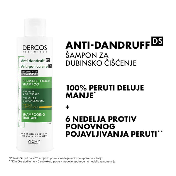 Vichy Dercos Anti - Dandruff Šampon protiv peruti za suvu kosu, 200 ml