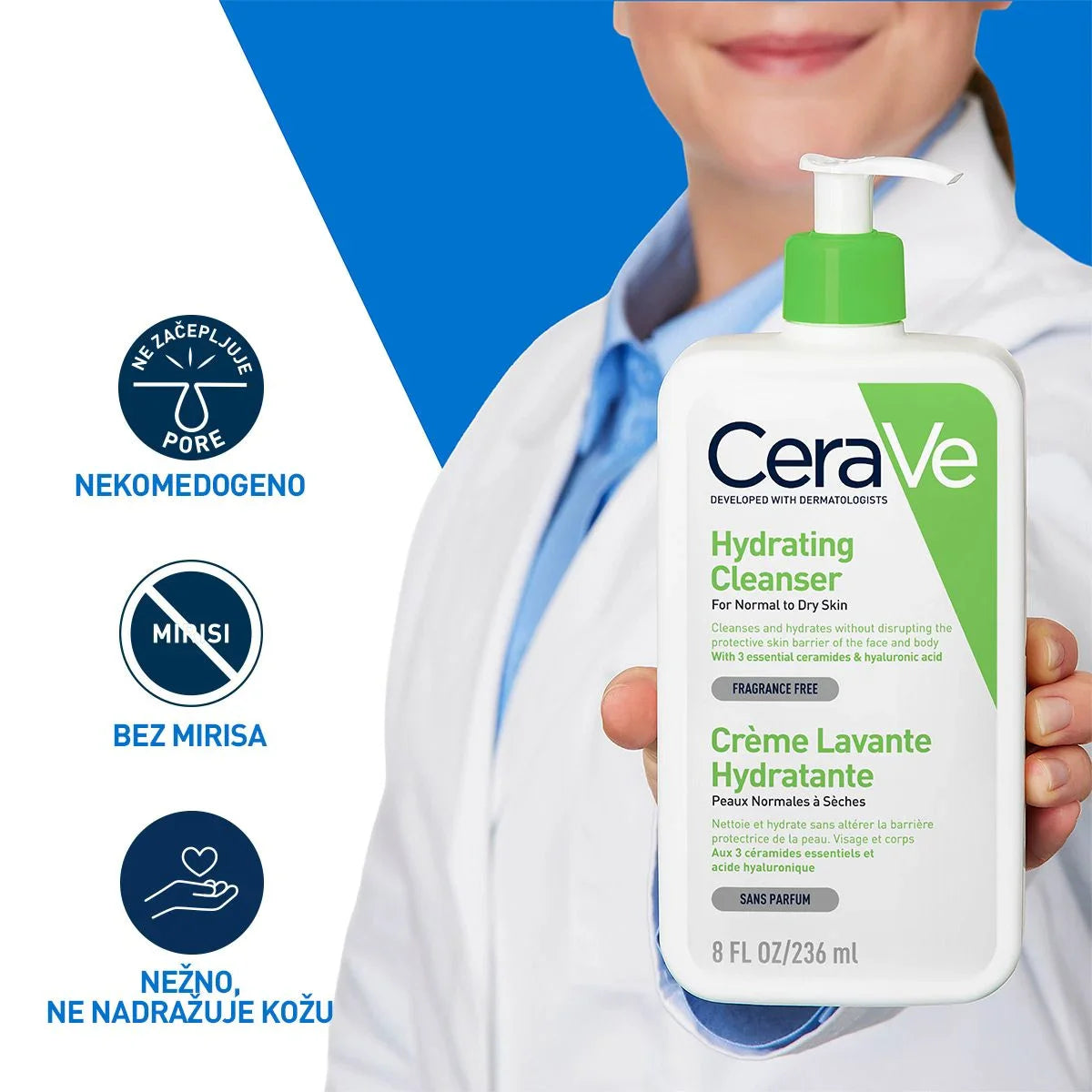 CeraVe Hidratantna emulzija za čišćenje za normalnu do suvu kožu, 236 ml