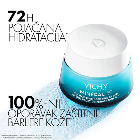 Vichy Mineral 89 Krema za intenzivnu hidrataciju tokom 72 časa za sve tipove kože, 50 ml