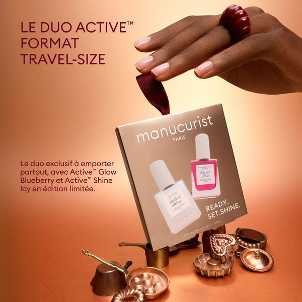 Manucurist Mini Active™ Duo, praznični ukras (Shine Icy + Glow Blueberry, 2×8 ml)
